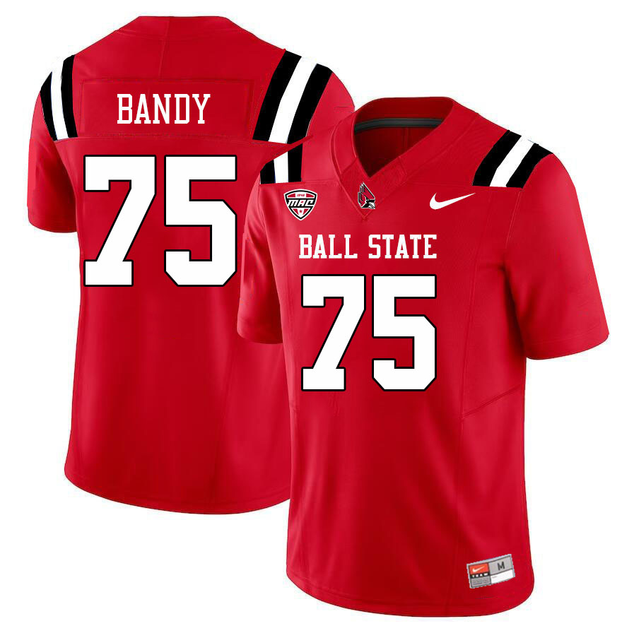 Ball State Cardinals #75 Zach Bandy College Football Jerseys Stitched-Cardinal